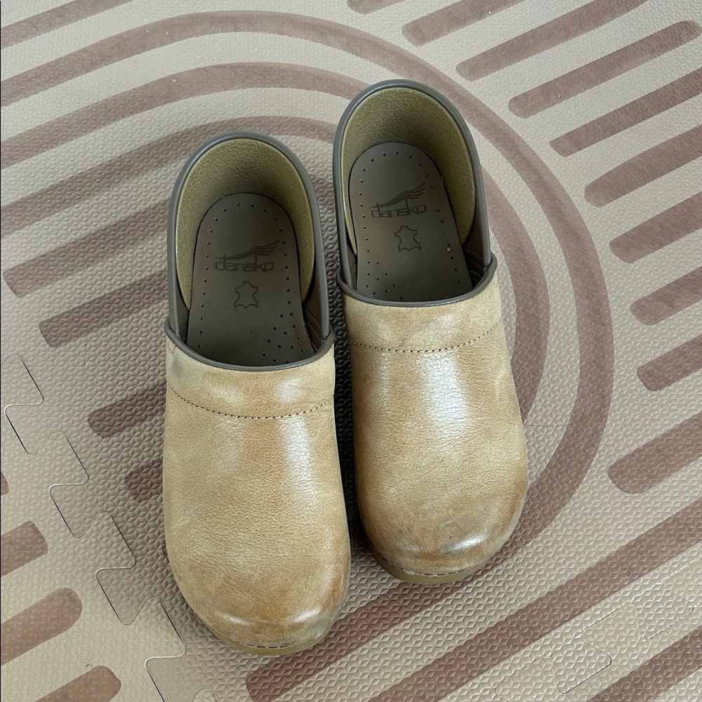 Dansko Honey Distressed Leather Clogs